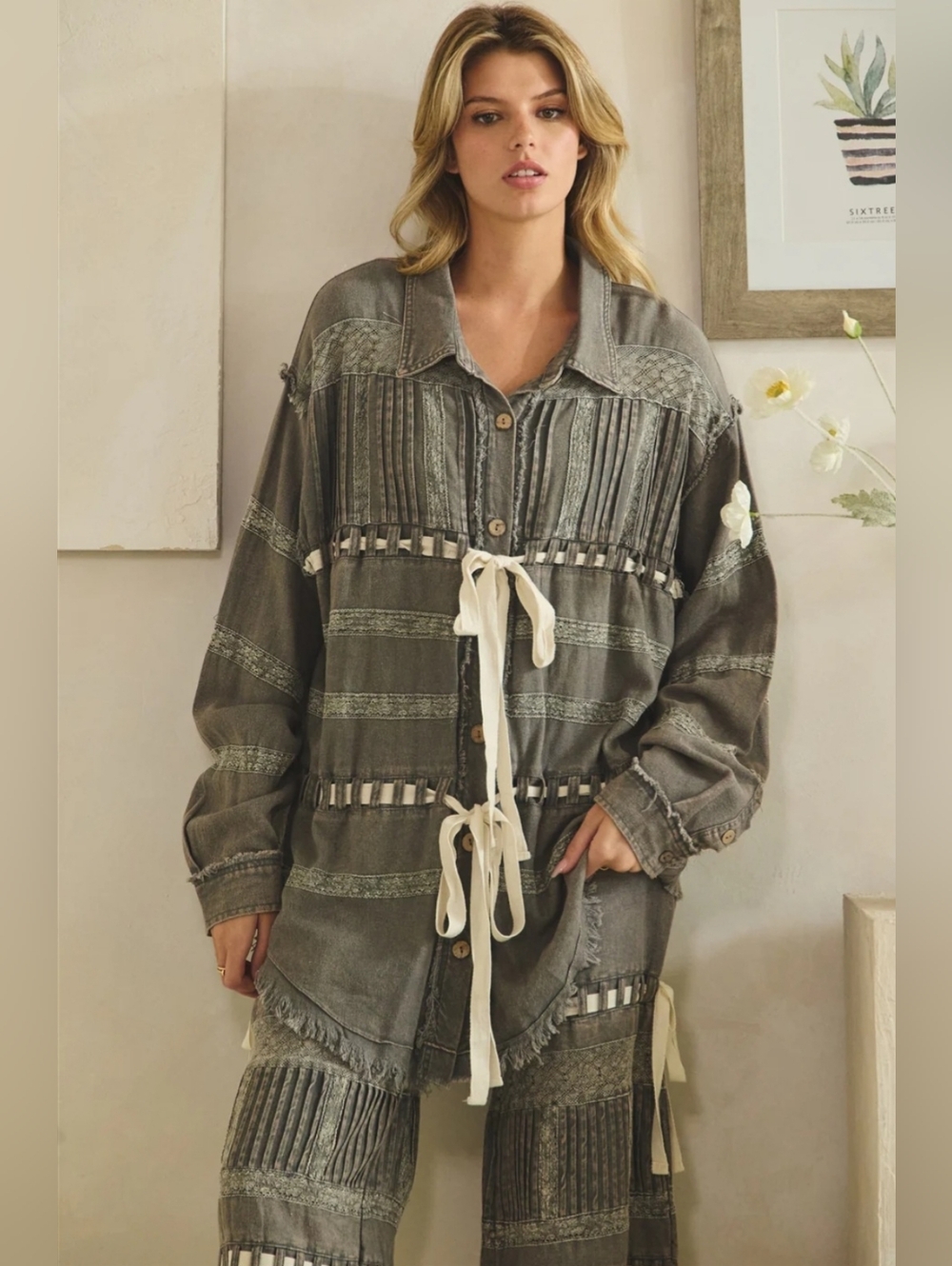 #1503 Oli & Hali Charcoal Artisan Patchwork Boho Set - Picture 2 of 16